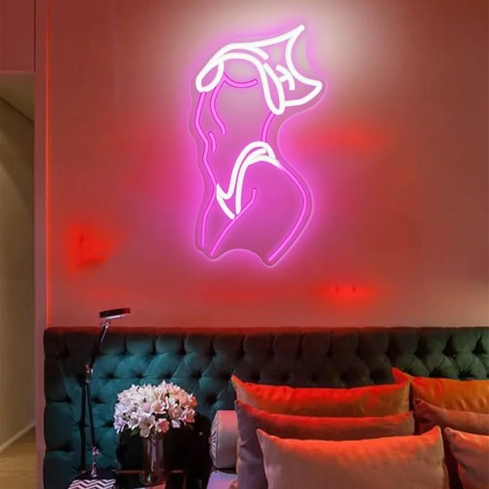 🆕Lady Neon Wall Decor Pink White LED Light Sign for Preppy Room Decor Light